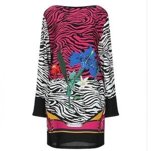 Roberto Cavalli Class Crepe Sable Zebra Floral print dress size 48